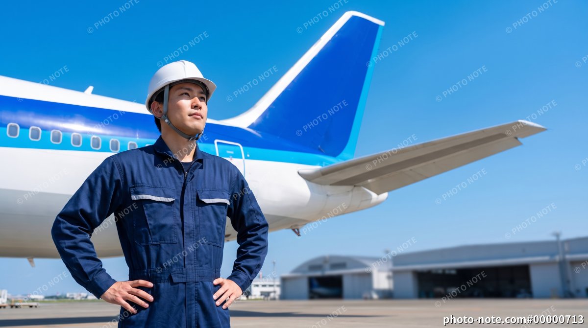 飛行機の整備スタッフの男