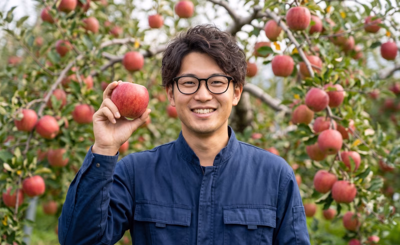 リンゴ農家の男性