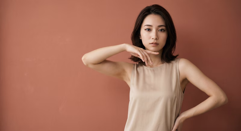 ノースリーブ姿の女性のポートレート