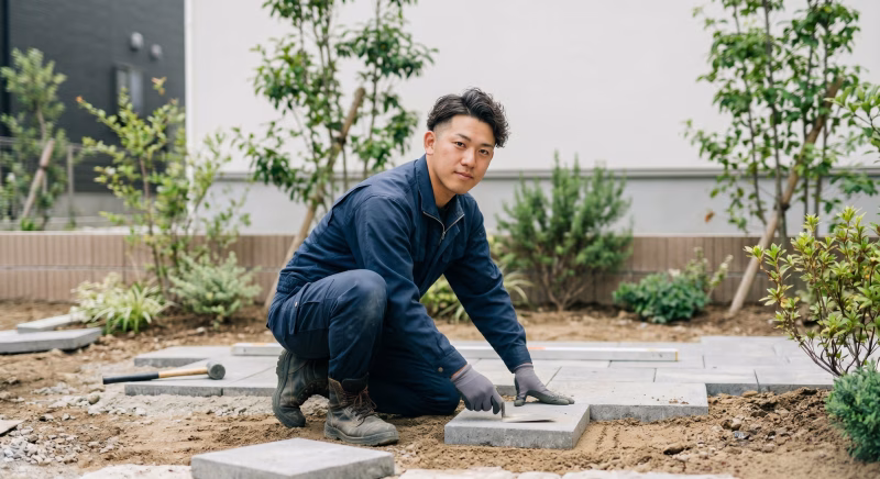 外構工事や庭工事の作業員