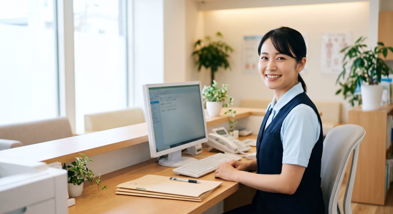 仕事をする医療事務の女性