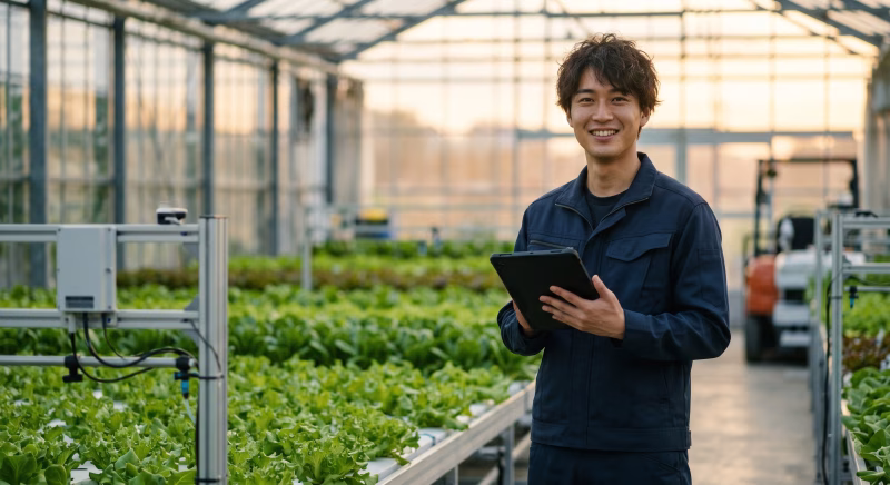 スマート農業を実践する農家の男性