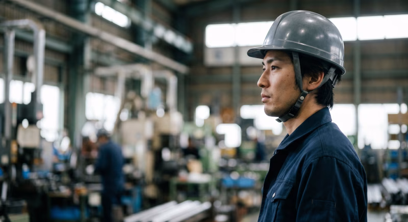 製造業の求人・採用イメージ、製造業で働く若い男性の横顔のポートレート