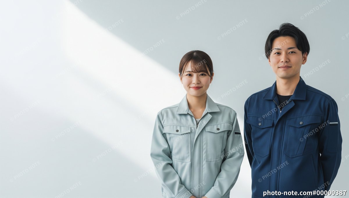 作業服の男性と女性