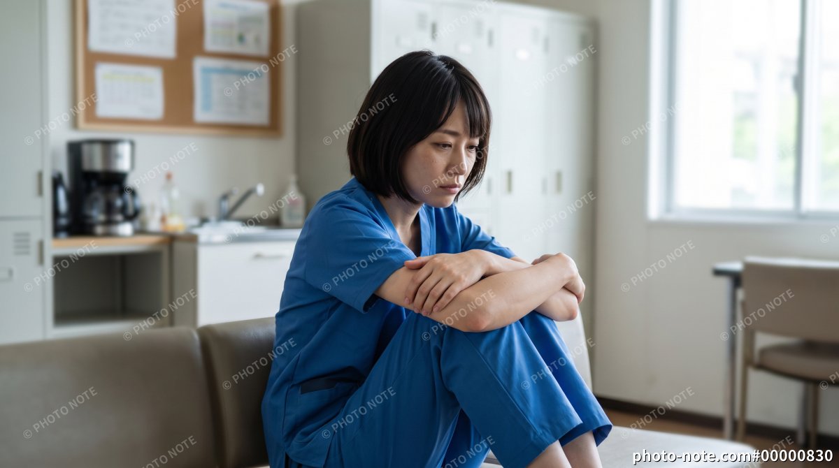 ストレスやメンタルヘルスの問題を抱える疲れた看護師