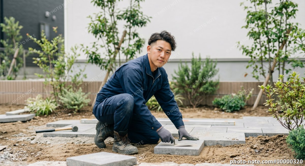 外構工事や庭工事の作業員