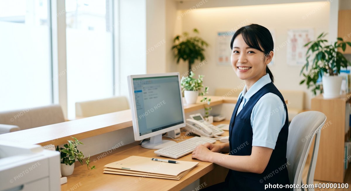 仕事をする医療事務の女性