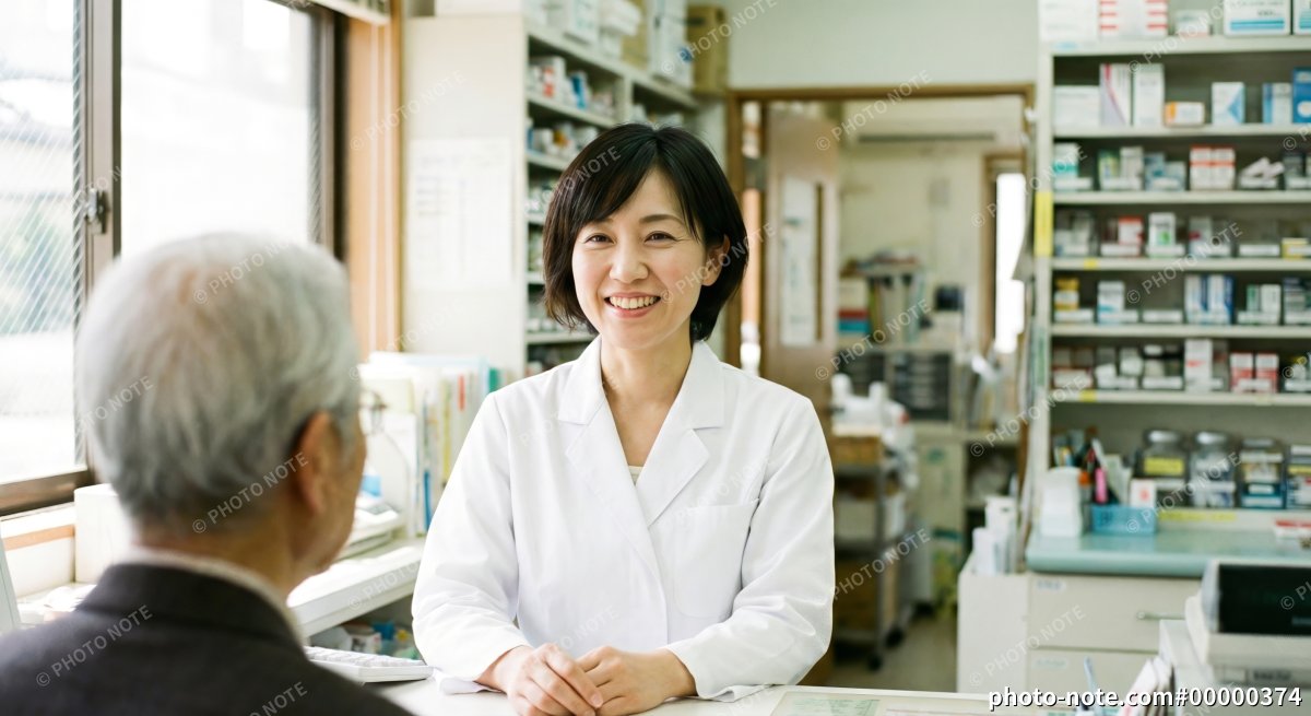 接客をする薬剤師の女性