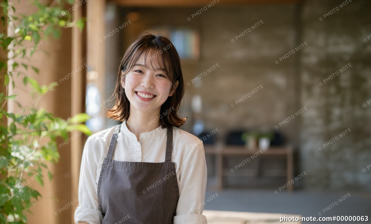 飲食店で働く女性のポートレート