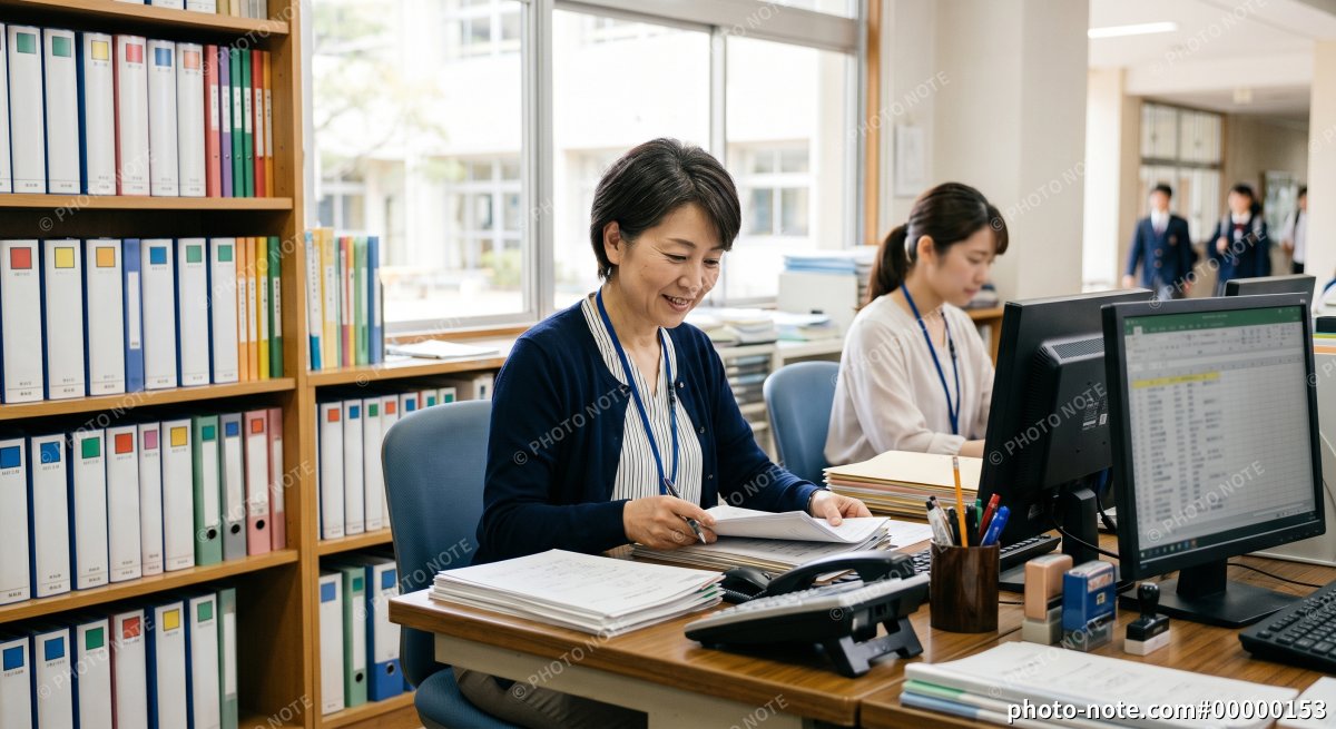 学校事務の女性
