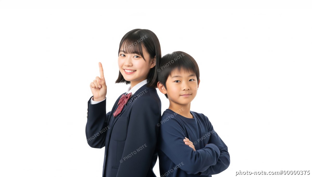 女子中学生と男子小学生