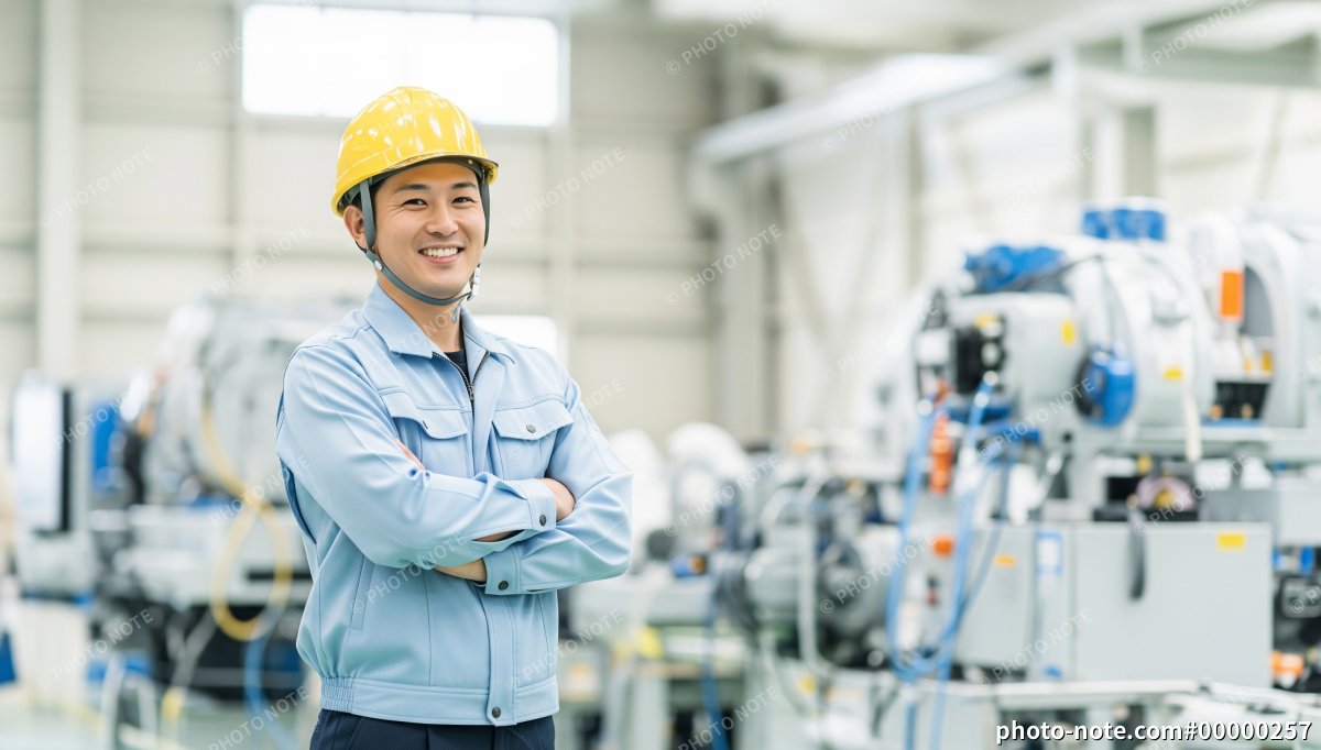 工場の作業員の男性