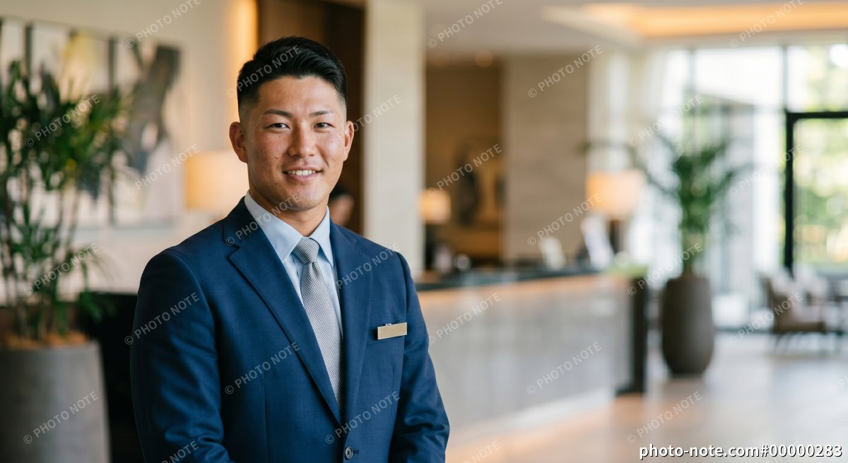 ホテルのフロントスタッフの男性