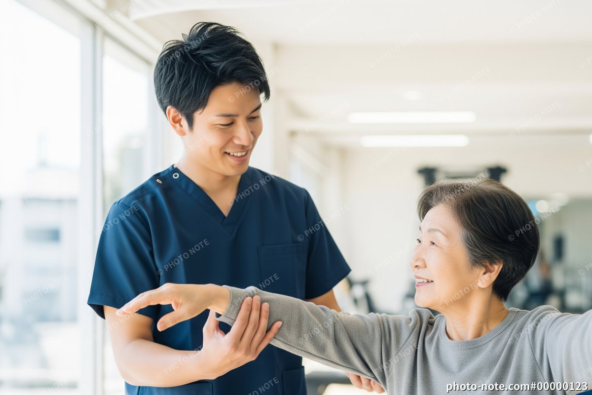 リハビリをする理学療法士の男性