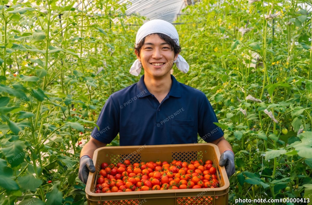 ミニトマト農家の男性