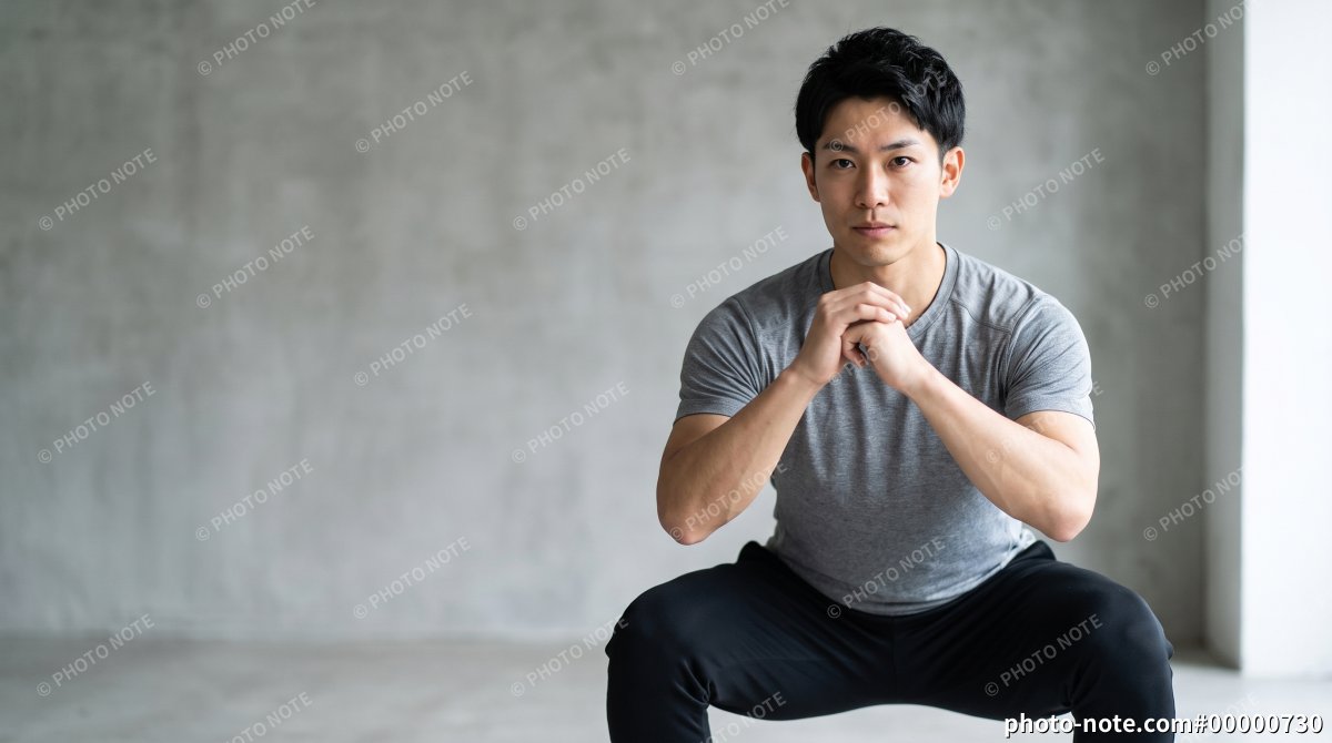 スクワットをする男性