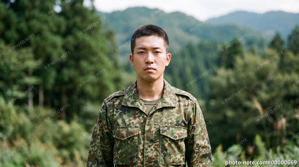 迷彩服を着た男性