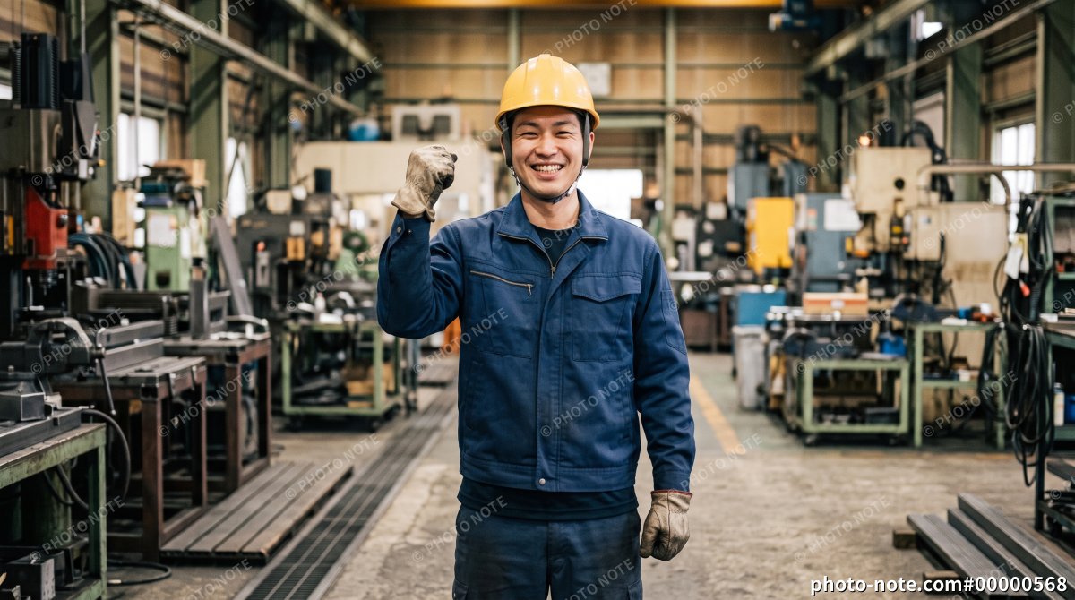 製造業の工場で働く男性
