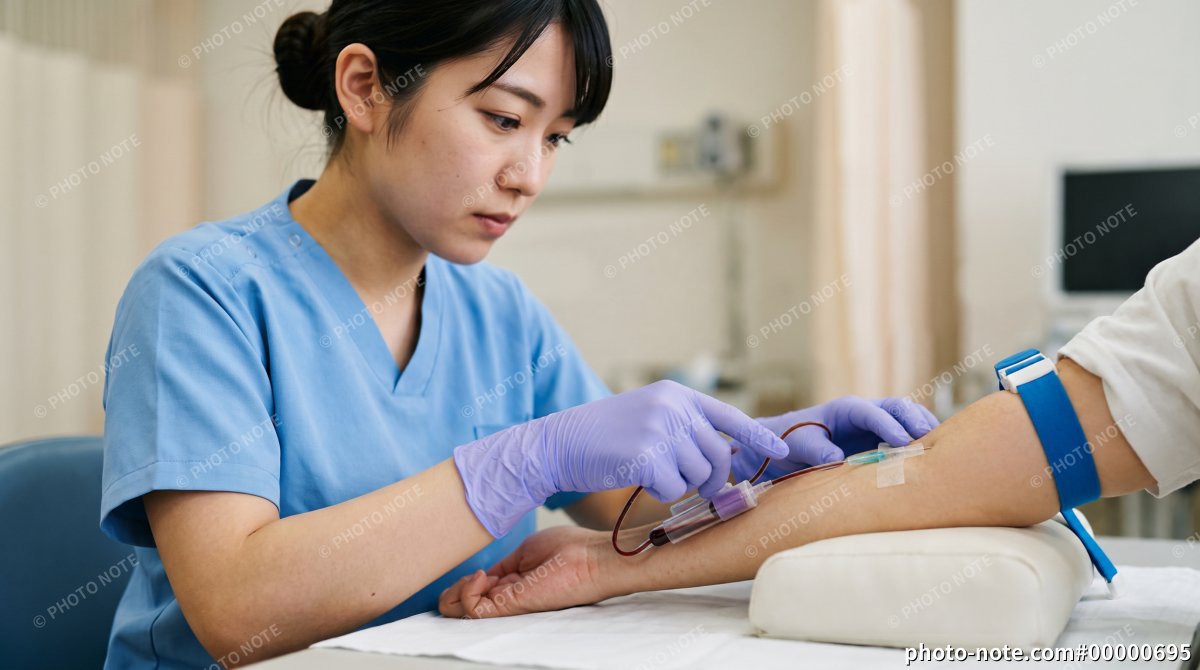 採血をする看護師