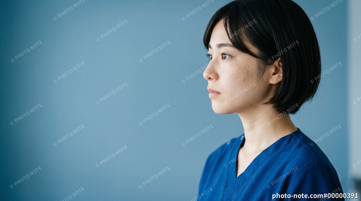 真剣な表情の看護師の横顔