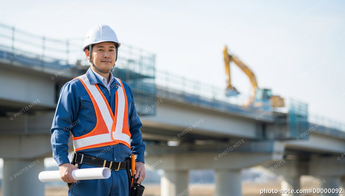 図面を持つ現場監督の男性