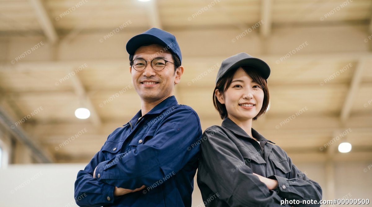 製造業や物流業の求人広告に使える笑顔の作業員