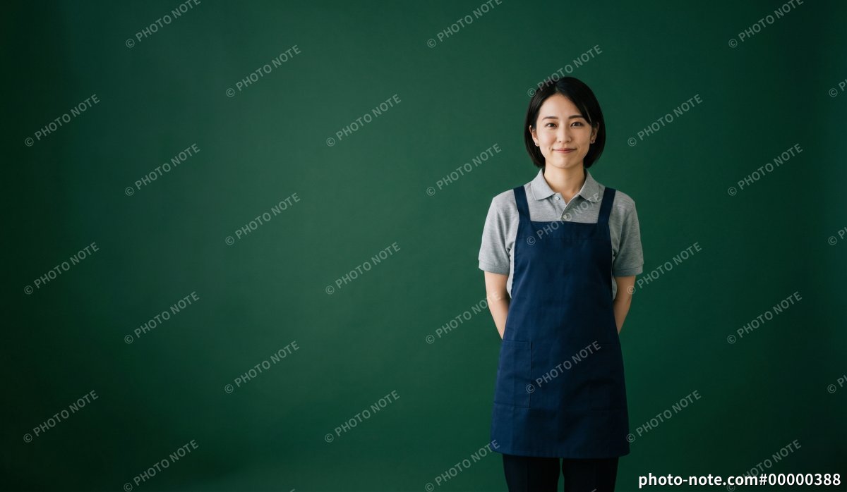 接客・販売イメージのエプロン姿の女性スタッフ