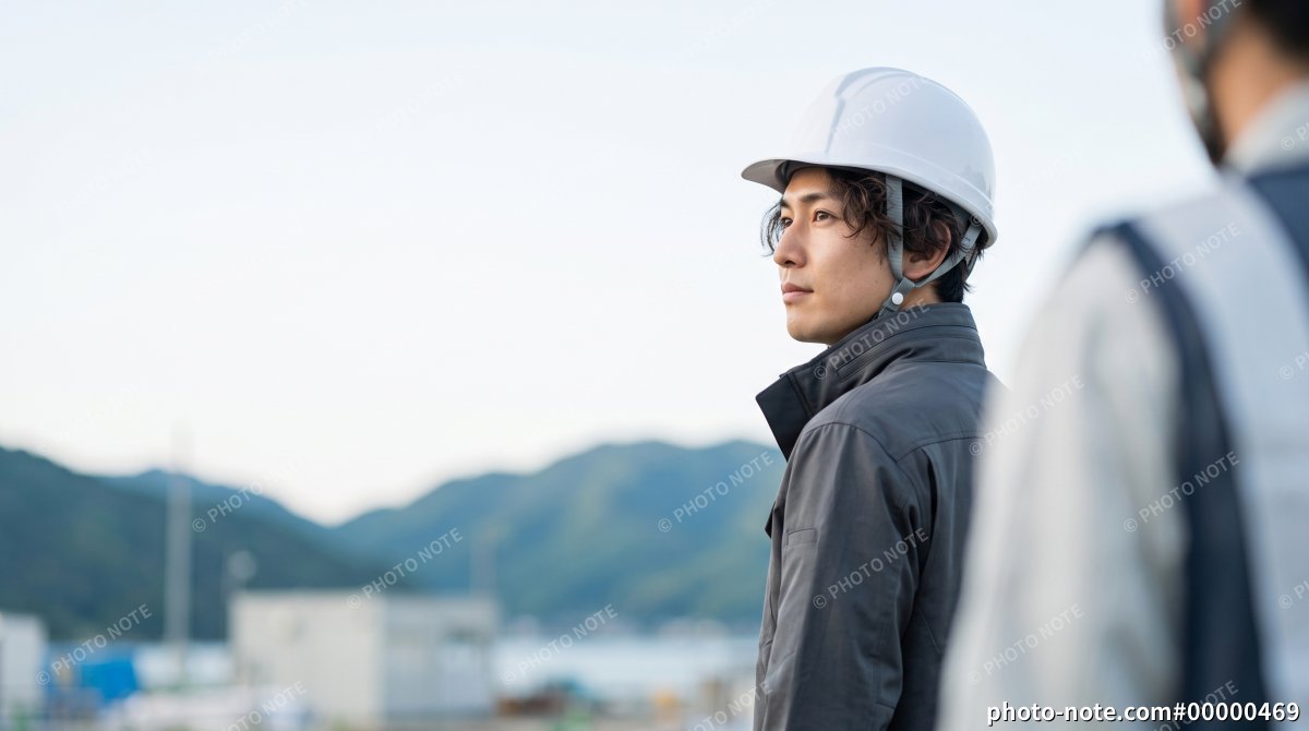 建設現場で働く若い男性作業員 現場監督