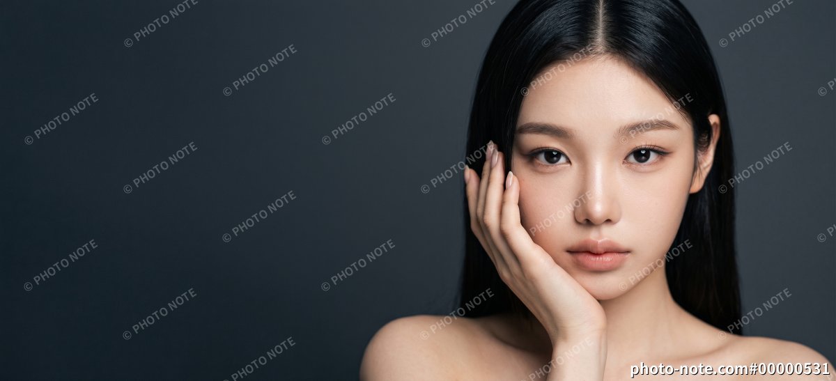 若い女性の顔のクローズアップ スキンケア・美容イメージ